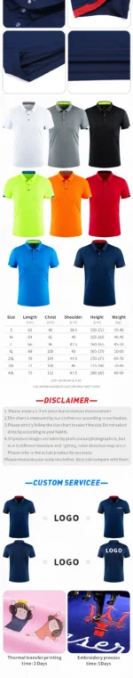 POLO T-shirt Free Customization Printing Logo Image Design T-shirt Short Sleeve Cultural Shirt Enterprise Work Suit Unisex - Image 17