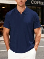 Men's Trendy Polo Shirt Summer Solid Color Short Sleeve Casual Fashion T-shirt  Style Versatile Knit Top - Image 3
