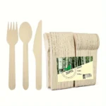 A Set of Premium Wooden Cutlery – 100/200 Pieces of Disposable Cutlery (50/100 Forks, 25/50 Knives, 25/50 Spoons), Suitable for Events and Catering Services, Includes 5.5inch / 6.3inch Utensils, with a Wooden Table Cutlery Set of 14cm / 16cm Pieces Suitable for Daily Use, Outdoor Activities, and P - Image 2