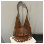 Large Capacity Casual Solid Retro Tassel Tote Bags Hot Sale Versatile Underarm Women's Bag Concise Advanced Sense Shoulder Bags - Image 44