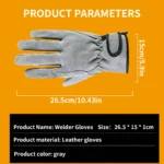 Work Gloves Cowhide Leather Welding Gloves Heat Resistant Security Protection Safety Work Gloves for Welder - Image 6