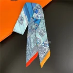 Fashion Women Hair Scarf 2024 New Brand Design Luxury Silk Scarf Fashion Print Headband Skinny Bag Scarves Neckerchief - Image 56