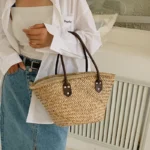 Handmade Women's Shoulder Bag Large Capacity Handbags Bohemian Summer Straw Beach Bag Female Shopper Basket Woven Tote Bags - Image 2