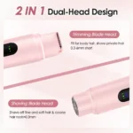 Electric Shaver for Women Waterproof Wet & Dry Hair Razors 2 in 1 Double Head Portable Bikini Hair Trimmer Detachable Head Shave - Image 2