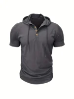 Men T Shirts  Summer Slim Fitness Hooded Short-Sleeved Bodybuilding Quick Dry Tshirt Male Gym Clothes Breathable Sports Tops - Image 25