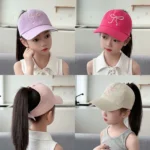 Kids Baseball Caps  Children Love Embroidery Breathable High Ponytail Baseball Caps Adjustable Summer UV Protection Snapback Hat - Image 17