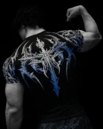 New Summer GYM T-shirt Men's Gothic Print Muscle Tee High Elasticity And Quick Drying Exercise For Bodybuilding Training T-shirt - Image 16
