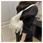 Large Capacity Casual Solid Retro Tassel Tote Bags Hot Sale Versatile Underarm Women's Bag Concise Advanced Sense Shoulder Bags - Image 29
