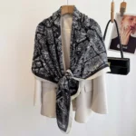 130*130cm Large Shawl Beach Wraps Women Luxury Printed Square Scarf Retro Fashion Scarves Bandanas Elegant Hijab - Image 6
