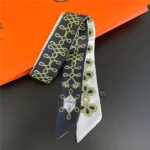 Fashion Women Hair Scarf 2024 New Brand Design Luxury Silk Scarf Fashion Print Headband Skinny Bag Scarves Neckerchief - Image 10
