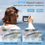 4K Digital Camera for Photography and Video Autofocus Anti-Shake 48MP Compact Vlogging Camera 3'' 180° Flip Screen with Flash - Image 3
