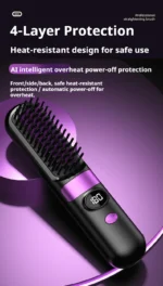 3-in-1 Hair Straightener Brush, Compact & Portable for Home and Travel, 4-Speed Fast Heating Styling Helper - Image 17