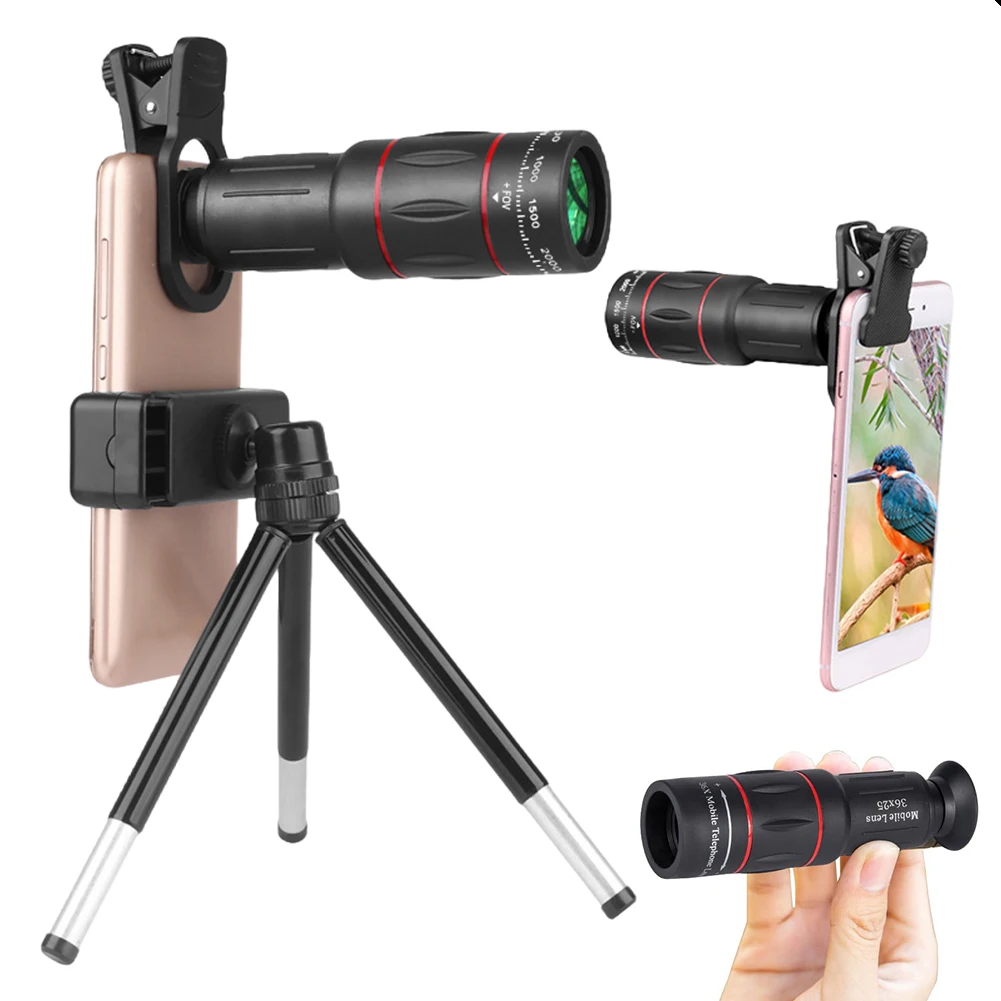 S56ceec0831214c8b8cd05f951ecbd894j.webp 18/36/64X Telephoto Phone Lens with Tripod Universal External Zoom Camera Lens Long Focus Telephoto Lens for Android & iPhone - Image 1