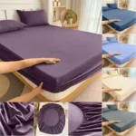 90/120/150/180x200 Fitted Bed Sheet With Elastic Band Solid Color Mattress Covers Protector Single Double King Beds 100% Polyest - Image 5