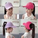 Kids Baseball Caps  Children Love Embroidery Breathable High Ponytail Baseball Caps Adjustable Summer UV Protection Snapback Hat - Image 18