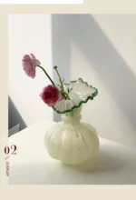 Glass Vase Pumpkin Shape Wave Retro European Hand-made Floral Arrangement Accessories Terrarium Flower Vases - Image 16