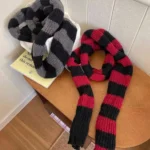 Y2k Black Grey Stripe Long Scarves Women Harajuku Cotton Scarves Black And White Striped Scarf  Thin Long Decorative Neckerchief - Image 35