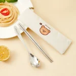 WORTHBUY Dinnerware Set Stainless Steel Cutlery Set With Tableware Bag Kitchen Utensil Travel Portable Spoon Fork Chopsticks - Image 10