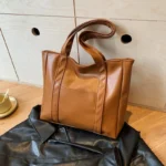 Simple Large Capacity Tote Bags for Women Retro Pu Leather Ladies Shoulder Bag Commuter Portable Girls Student Underarm Handbag - Image 10