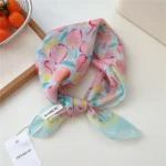 55cm Flower Floral Print Square Scarf Neckerchief Fashion Scarves Kerchief Bandanas Headscarf Hair Ribbon Accessories for Women - Image 15