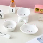 Pet Supplies Ceramic Cat Bowl Creative Cute Dog Food Feeding Basin Multi-use Slanted Mouth Pet High Foot Bowl Kitten Puppy - Image 4