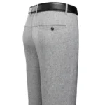 Mens Trousers Business Solid Color Casual Pants Summer Autumn Breathable Straight Pants Elastic Black Grey Loose Formal Pants