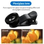 3in1 Fisheye Wide Angle Micro Camera Lens for iPhone Xiaomi Redmi 3IN1 Zoom Fish Eye Len on Smartphone Lenses with Phone Clip - Image 4