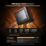 BMAX B5APRO Mini PC AMD Ryzen7 5825U 8 Cores Processor Up to 4.5GHz 16GB DDR4 RAM 512GB NVMe SSD 2.4/5GHz WiFi Bluetooth 5.0 - Image 3