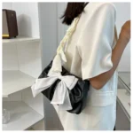 Lovely Bow Handbags for Girls Ladies Fashion Pleated Shoulder Bags for Women Simple Design Female Underarm Bag Casual Tote Purse - Image 40