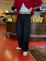 trousers for men with concealed buttons, loose straight trouser casual and versatile commuting suit trousers, trendy - Image 11