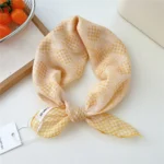 55cm Flower Floral Print Square Scarf Neckerchief Fashion Scarves Kerchief Bandanas Headscarf Hair Ribbon Accessories for Women - Image 26