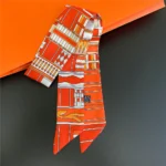 Fashion Women Hair Scarf 2024 New Brand Design Luxury Silk Scarf Fashion Print Headband Skinny Bag Scarves Neckerchief - Image 36