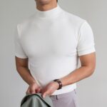 Men T-shirts Summer Fitness Short Sleeve Tees High Collar Basic T-shirt Base T Shirt for Men's Tops camisa masculina 짝퉁명품 남성의류 - Image 11