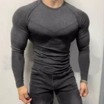 Men's Muscle Enhancing Slim Fit Long Sleeve Workout T-Shirt, Breathable Athletic Top for Gym Training Outdoor - Image 11