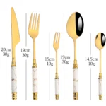 16Pcs Tableware Set Cutlery Set Mirror Ceramic Handle Gold Flatware Fork Spoon Knife Set Stainless Steel Dinnerware Dinner Set - Image 10