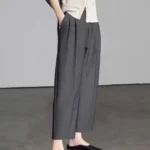 Office Elegant Black Gray Ankle Length Suits Pants for Women High Waist Harem Pants Fashion Trousers with Pockets