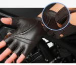Men Half Finger Genuine Leather Gloves Sheepskin Leather Gloves Outdoor Cycling Driving Motorcycle Gloves Fingerless Gym Mittens - Image 12