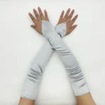 Ladies' Gloves, Long Hook-Finger Tinted Gloves, Ball Gloves, Bride's Wedding Dress Gloves, Sun-Protective Fashion Gloves C101 - Image 46