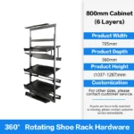 Rotating Shoe Rack New Stainless Steel Multi-Layer Built-In Ultra-Thin 90 Degree Side Mount Large Capacity For Home Organizer - Image 7