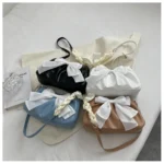 Lovely Bow Handbags for Girls Ladies Fashion Pleated Shoulder Bags for Women Simple Design Female Underarm Bag Casual Tote Purse - Image 41