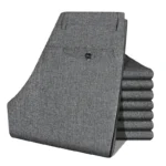 Daily Versatile Male Formal Trousers Stable Waist Breathable Linen Textured Fabric Office Wedding Multi Scene Long Pants - Image 7