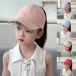 Kids Baseball Caps  Children Love Embroidery Breathable High Ponytail Baseball Caps Adjustable Summer UV Protection Snapback Hat - Image 14