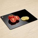 Kitchen cutting board, 15.3 * 11.8 inch transparent black cutting board with hanging holes, non slip cutting board for cooking,