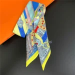 Fashion Women Hair Scarf 2024 New Brand Design Luxury Silk Scarf Fashion Print Headband Skinny Bag Scarves Neckerchief - Image 54