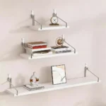 Wooden Material Wall Shelf Wall Mounted Hanging Organizers Storage Shelf No-Punch Design Bookshelf Living Room - Image 18