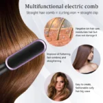 Hair Straightener Ceramic Hot Comb 2 in 1 Electric Straighten Hair Brush Negative Ion Fast Heating Styling Tool ﻿ - Image 14