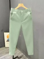 Casual Slim Fit Men's West Pants Thin Non-Ironed Business Suit Pants Comfortable Lightweight Breathable Cotton Summer Leisure... - Image 2