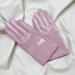 Women's Patent Leather Gloves Men's Leather Gloves Shiny Black Party Evening Short Gloves - Image 4