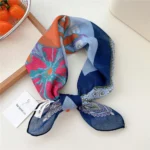 55cm Flower Floral Print Square Scarf Neckerchief Fashion Scarves Kerchief Bandanas Headscarf Hair Ribbon Accessories for Women - Image 29