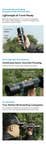 APEXEL Zoom Lens 20x-60x Telephoto Telescope Lenses Universal High Power Tele for Bird-watching Camping iPhone Android Phones - Image 13